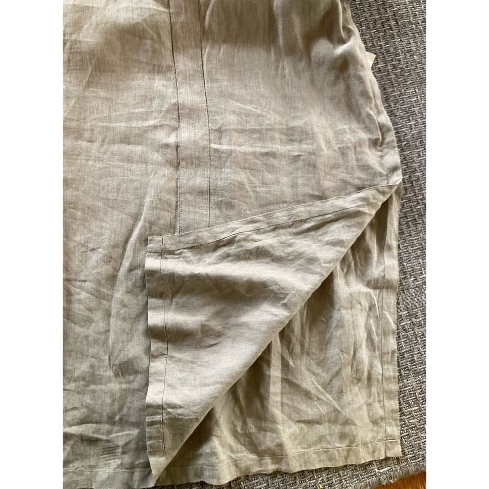 Poetry 100% Linen Lagenlook Coastal Resort Womens 12/14 Green Shirt Dress - Picture 8 of 11